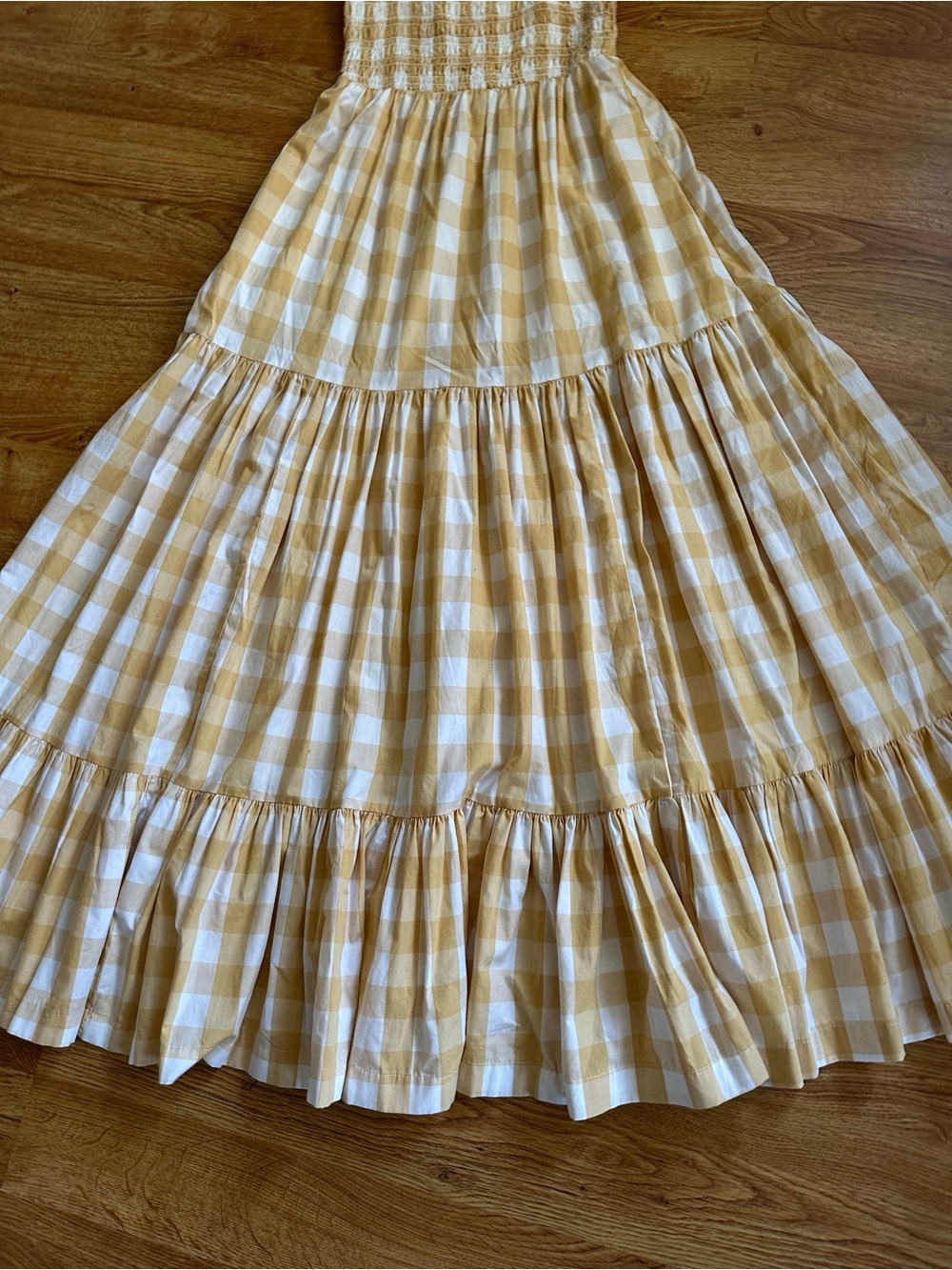 Abercrombie & Fitch Yellow Gingham Smocked Maxi Dress S - Picture 7 of 16